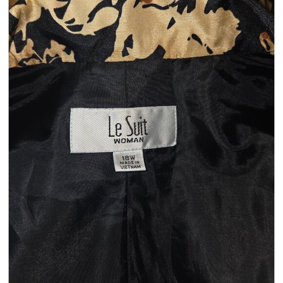 Le Suit Floral Black Brown Blazer Jacket Fully Lined Women Size 18 W - Picture 7 of 7